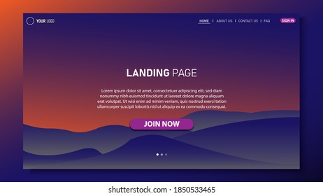 Landing page background with landscape background design illustration. Eps10 vector