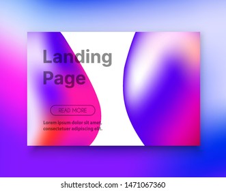 Landing page background style liquid. Web backdrop template for design and vector illustration.
