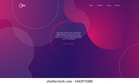 Landing page background template with blue and pink liquid ornaments. Eps10.