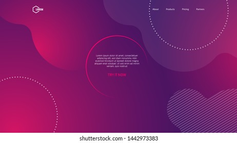 Landing page background template with blue and pink liquid ornaments. Eps10.