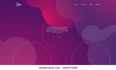 Landing page background template with blue and pink liquid ornaments. Eps10.