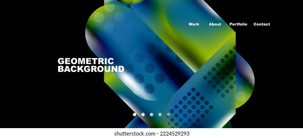 Landing page background template. Colorful plastic round shapes abstract composition. Vector illustration for wallpaper, banner, background