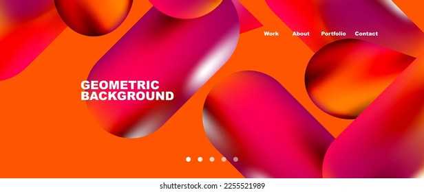 Landing page background template. Colorful plastic round shapes abstract composition. Vector illustration for wallpaper, banner, background