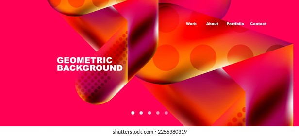 Landing page background template. Colorful plastic round shapes abstract composition. Vector illustration for wallpaper, banner, background