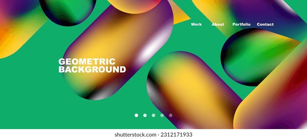 Landing page background template. Colorful plastic round shapes abstract composition. Vector illustration for wallpaper, banner, background