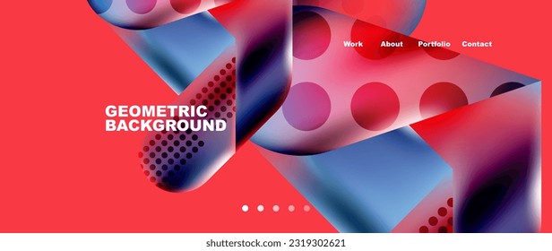 Landing page background template. Colorful plastic round shapes abstract composition. Vector illustration for wallpaper, banner, background