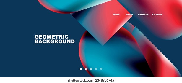 Landing page background template. Colorful plastic round shapes abstract composition. Vector illustration for wallpaper, banner, background