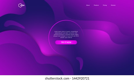 Landing page background templates with purple and pink liquid ornament. Eps10.
