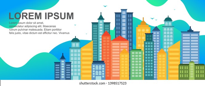Landing Page Banner of City Life Concept Landmark Horizontal Illustration