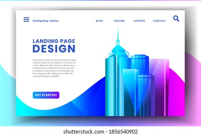 Landing page banner template. Modern web page design concept layout for website. Vector illustration. Brochure cover, banner, slide, powerpoint presentation. Minimalist elegant landing template. Start