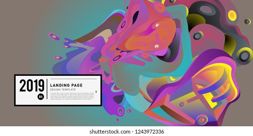 Landing Page Banner Vector Design Template with Abstract Colorful Curve Background. New Design template 2019 Graphic Trend.