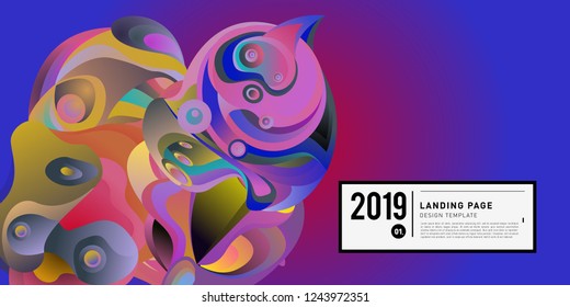 Landing Page Banner Vector Design Template with Abstract Colorful Curve Background. New Design template 2019 Graphic Trend.