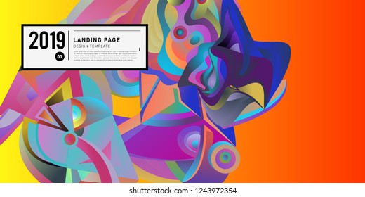 Landing Page Banner Vector Design Template with Abstract Colorful Curve Background. New Design template 2019 Graphic Trend.