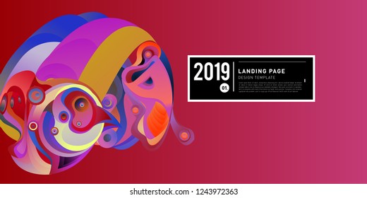 Landing Page Banner Vector Design Template with Abstract Colorful Curve Background. New Design template 2019 Graphic Trend.