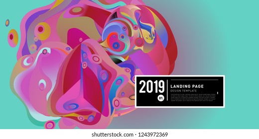 Landing Page Banner Vector Design Template with Abstract Colorful Curve Background. New Design template 2019 Graphic Trend.