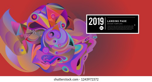 Landing Page Banner Vector Design Template with Abstract Colorful Curve Background. New Design template 2019 Graphic Trend.