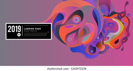 Landing Page Banner Vector Design Template with Abstract Colorful Curve Background. New Design template 2019 Graphic Trend.