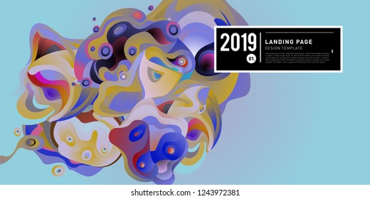 Landing Page Banner Vector Design Template with Abstract Colorful Curve Background. New Design template 2019 Graphic Trend.