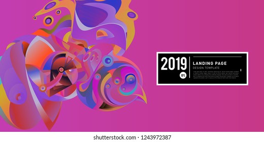 Landing Page Banner Vector Design Template with Abstract Colorful Curve Background. New Design template 2019 Graphic Trend.