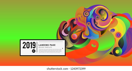 Landing Page Banner Vector Design Template with Abstract Colorful Curve Background. New Design template 2019 Graphic Trend.