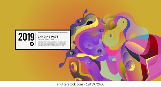 Landing Page Banner Vector Design Template with Abstract Colorful Curve Background. New Design template 2019 Graphic Trend.