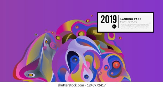Landing Page Banner Vector Design Template with Abstract Colorful Curve Background. New Design template 2019 Graphic Trend.