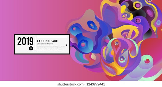 Landing Page Banner Vector Design Template with Abstract Colorful Curve Background. New Design template 2019 Graphic Trend.