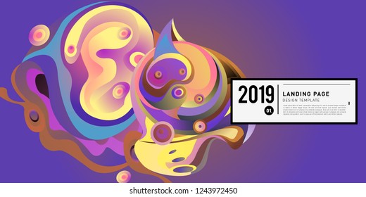 Landing Page Banner Vector Design Template with Abstract Colorful Curve Background. New Design template 2019 Graphic Trend.