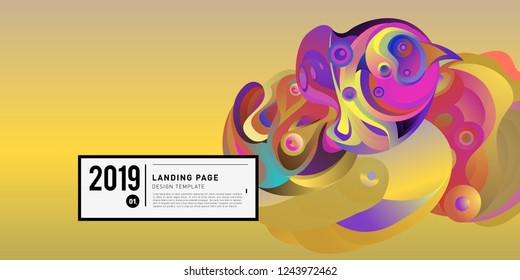 Landing Page Banner Vector Design Template with Abstract Colorful Curve Background. New Design template 2019 Graphic Trend.