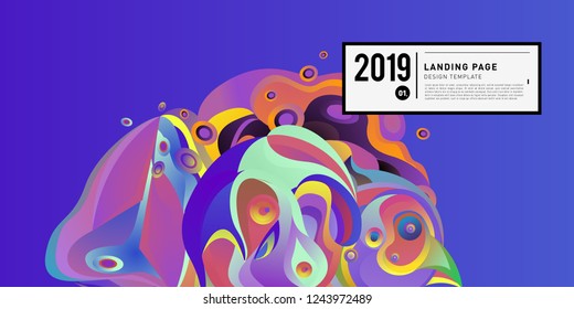 Landing Page Banner Vector Design Template with Abstract Colorful Curve Background. New Design template 2019 Graphic Trend.