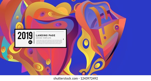 Landing Page Banner Vector Design Template with Abstract Colorful Curve Background. New Design template 2019 Graphic Trend.