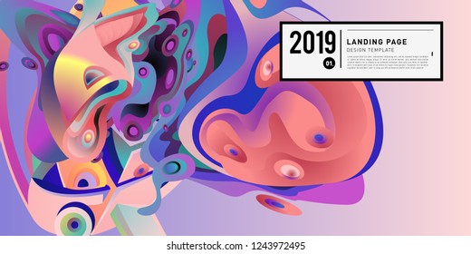 Landing Page Banner Vector Design Template with Abstract Colorful Curve Background. New Design template 2019 Graphic Trend.