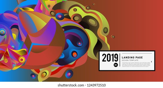 Landing Page Banner Vector Design Template with Abstract Colorful Curve Background. New Design template 2019 Graphic Trend.