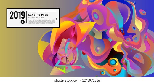 Landing Page Banner Vector Design Template with Abstract Colorful Curve Background. New Design template 2019 Graphic Trend.