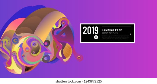 Landing Page Banner Vector Design Template with Abstract Colorful Curve Background. New Design template 2019 Graphic Trend.
