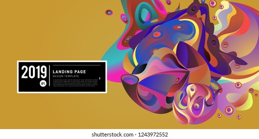 Landing Page Banner Vector Design Template with Abstract Colorful Curve Background. New Design template 2019 Graphic Trend.