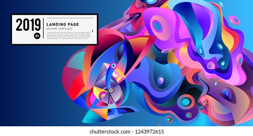Landing Page Banner Vector Design Template with Abstract Colorful Curve Background. New Design template 2019 Graphic Trend.