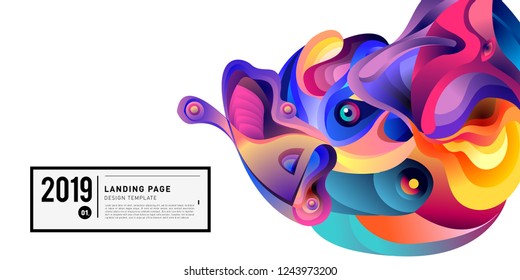 Landing Page Banner Vector Design Template with Abstract Colorful Curve Background. New Design template 2019 Graphic Trend.