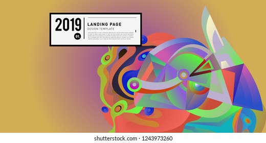 Landing Page Banner Vector Design Template with Abstract Colorful Curve Background. New Design template 2019 Graphic Trend.