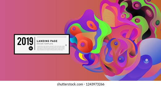 Landing Page Banner Vector Design Template with Abstract Colorful Curve Background. New Design template 2019 Graphic Trend.