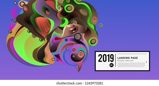 Landing Page Banner Vector Design Template with Abstract Colorful Curve Background. New Design template 2019 Graphic Trend.
