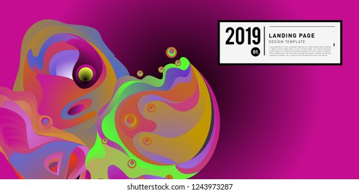 Landing Page Banner Vector Design Template with Abstract Colorful Curve Background. New Design template 2019 Graphic Trend.