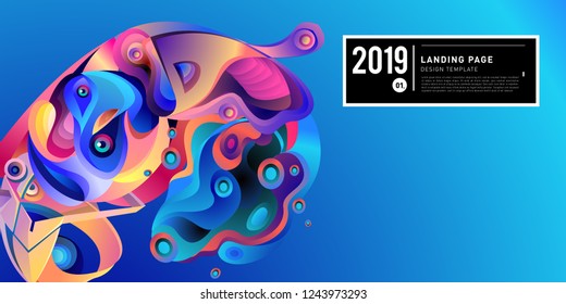 Landing Page Banner Vector Design Template with Abstract Colorful Curve Background. New Design template 2019 Graphic Trend.