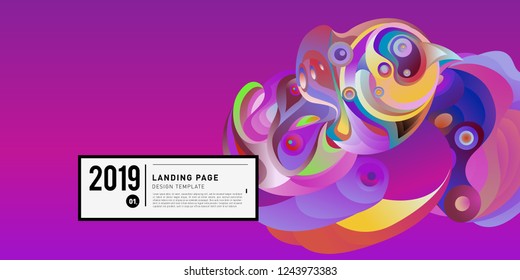 Landing Page Banner Vector Design Template with Abstract Colorful Curve Background. New Design template 2019 Graphic Trend.