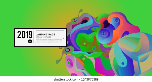 Landing Page Banner Vector Design Template with Abstract Colorful Curve Background. New Design template 2019 Graphic Trend.