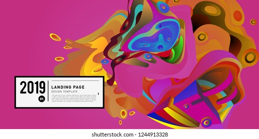 Landing Page Banner Vector Design Template with Abstract Colorful Curve Background. New Design template 2019 Graphic Trend.