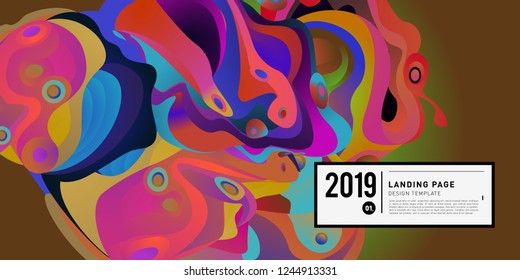 Landing Page Banner Vector Design Template with Abstract Colorful Curve Background. New Design template 2019 Graphic Trend.