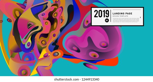 Landing Page Banner Vector Design Template with Abstract Colorful Curve Background. New Design template 2019 Graphic Trend.