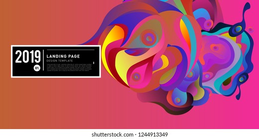 Landing Page Banner Vector Design Template with Abstract Colorful Curve Background. New Design template 2019 Graphic Trend.