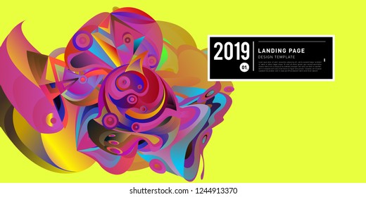 Landing Page Banner Vector Design Template with Abstract Colorful Curve Background. New Design template 2019 Graphic Trend.